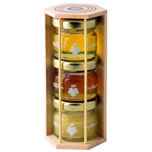 Triple portion honey with wooden box