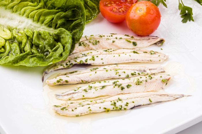 white marinated anchovies (anchovy) cantabrico sea Spain