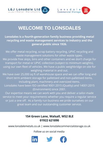 Lonsdales customer brochure