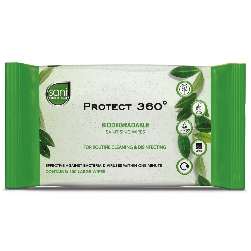 Protect 360&deg; Biodegradable Sanitising Wipes - Fragrance Free