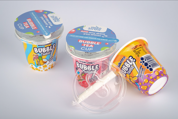 Cup Topper with In-pack Telescopic Paper Straw