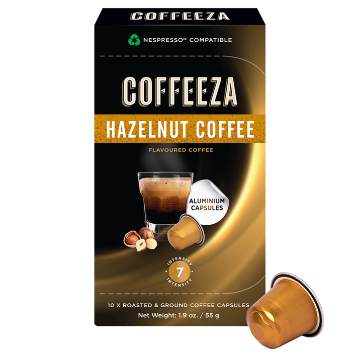 Coffeeza Hazelnut 100% Arabica Flavoured Aluminium Coffee Capsules