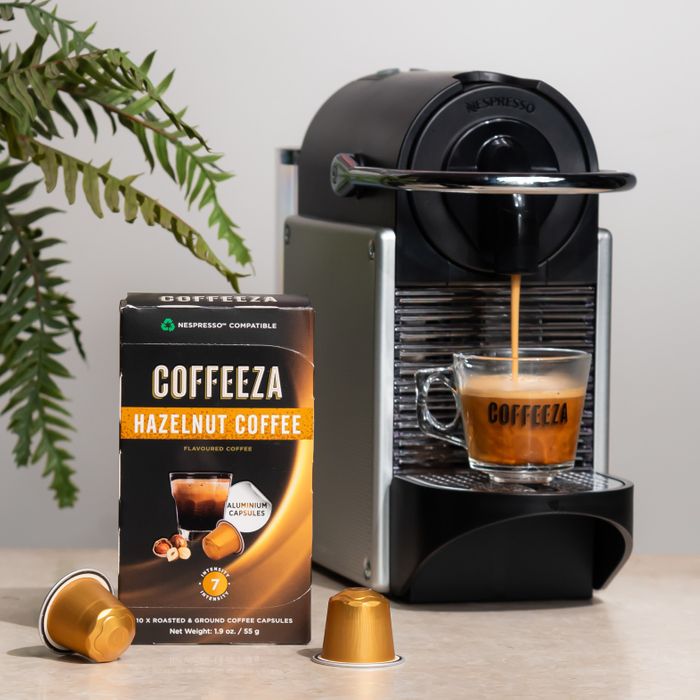 Coffeeza Hazelnut 100% Arabica Flavoured Aluminium Coffee Capsules