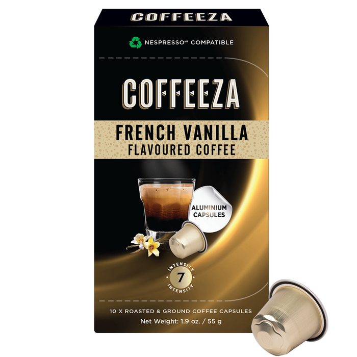 Coffeeza French Vanilla 100% Arabica Flavoured Aluminium Coffee Capsules