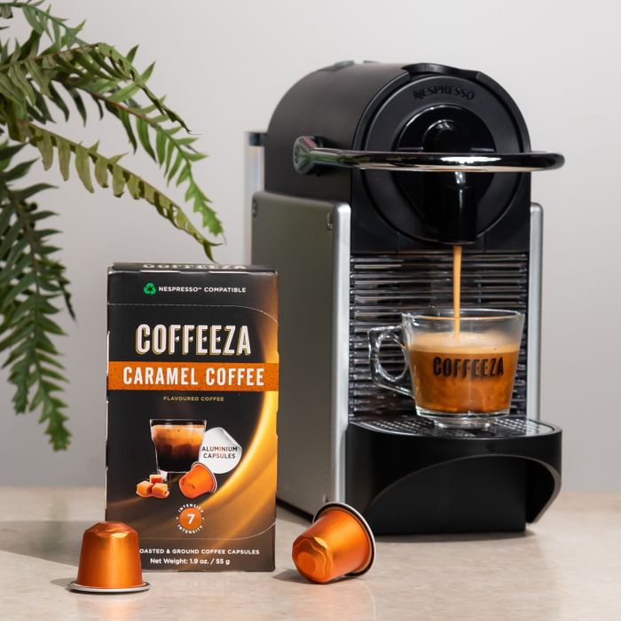 Coffeeza Caramel 100% Arabica Flavoured Aluminium Coffee Capsules