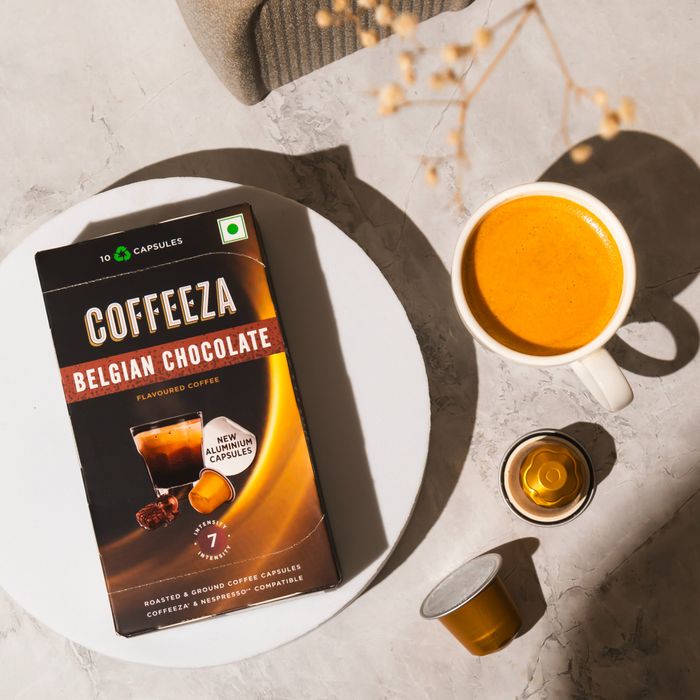 Coffeeza Belgian Chocolate 100% Arabica Flavoured Aluminium Coffee Capsules
