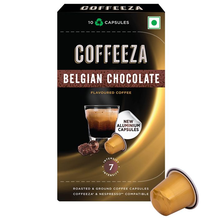 Coffeeza Belgian Chocolate 100% Arabica Flavoured Aluminium Coffee Capsules