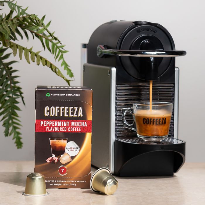 Coffeeza peppermint mocha 100% Arabica Flavoured Aluminium Coffee Capsules