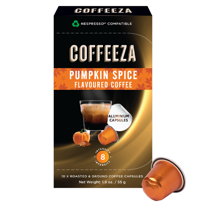 Coffeeza Pumpkin spice 100% Arabica Flavoured Aluminium Coffee Capsules