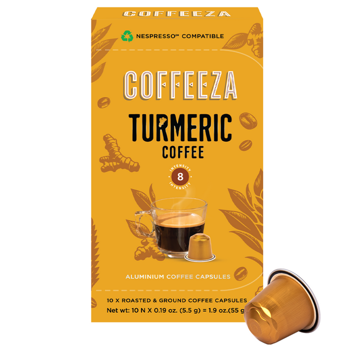 Coffeeza Turmeric 100% Arabica Coffee Aluminium Coffee Capsules