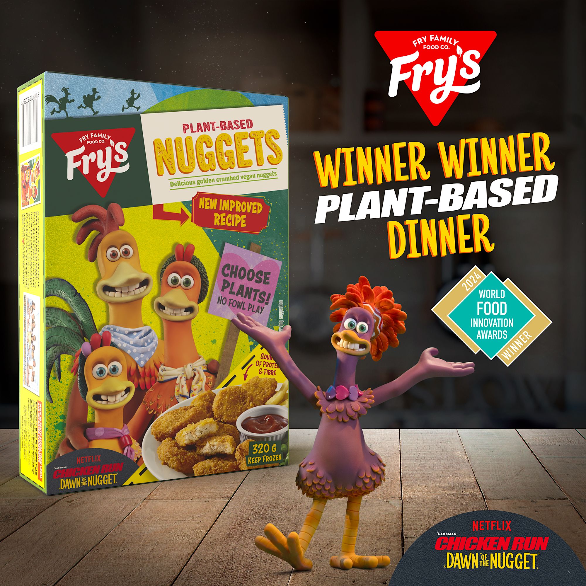 Plant-based brand Fry’s collaboration with Aardman and Netflix secures World Food Innovation Award