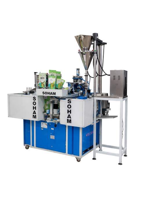 Automatic Rotary Zipper Pouch Pick, Open, Fill and Sealing Machine