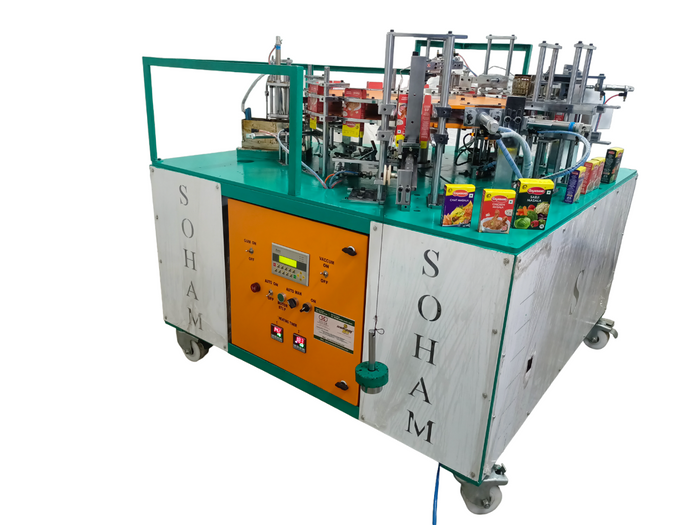 AUTO CARTOONING MACHINE WITH GLUING ATTACHMENT