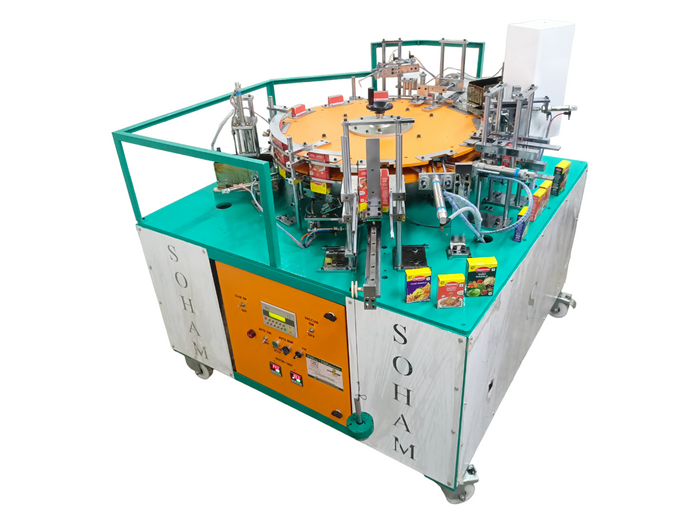 AUTO CARTOONING MACHINE WITH GLUING ATTACHMENT