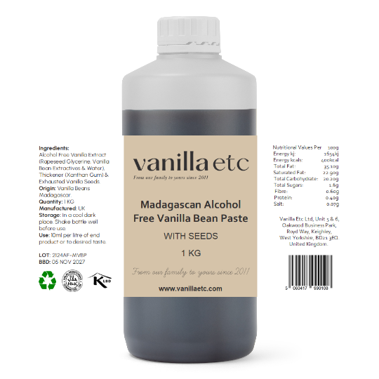 Madagascan Alcohol Free Vanilla Bean Paste with seeds