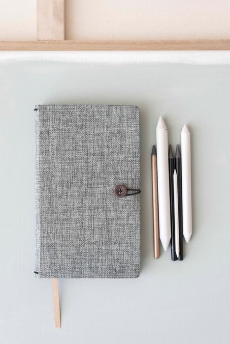 Notebook with button - book linen - Moss Agate