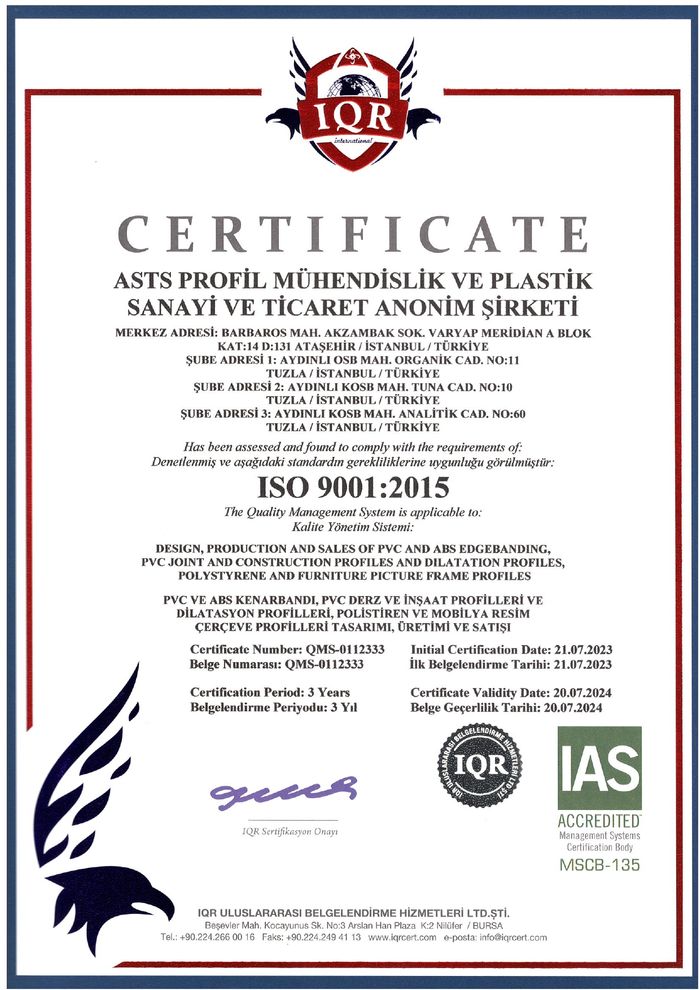 Quality Management System Certificate