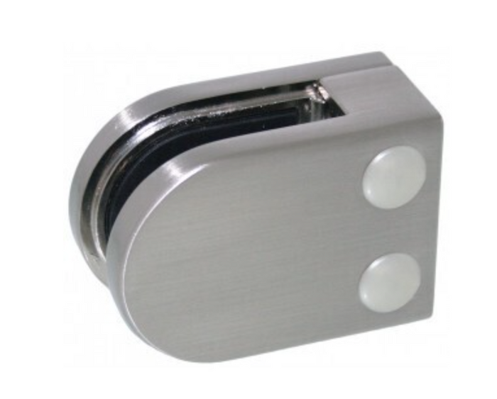 Satin Polished Stainless Steel Glass Clamp to suit 6 - 12mm Glass - Flat Back