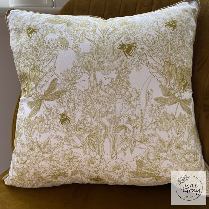 Handmade Cushion, "Stop and Smell the Flowers" in Yellow Brick Road