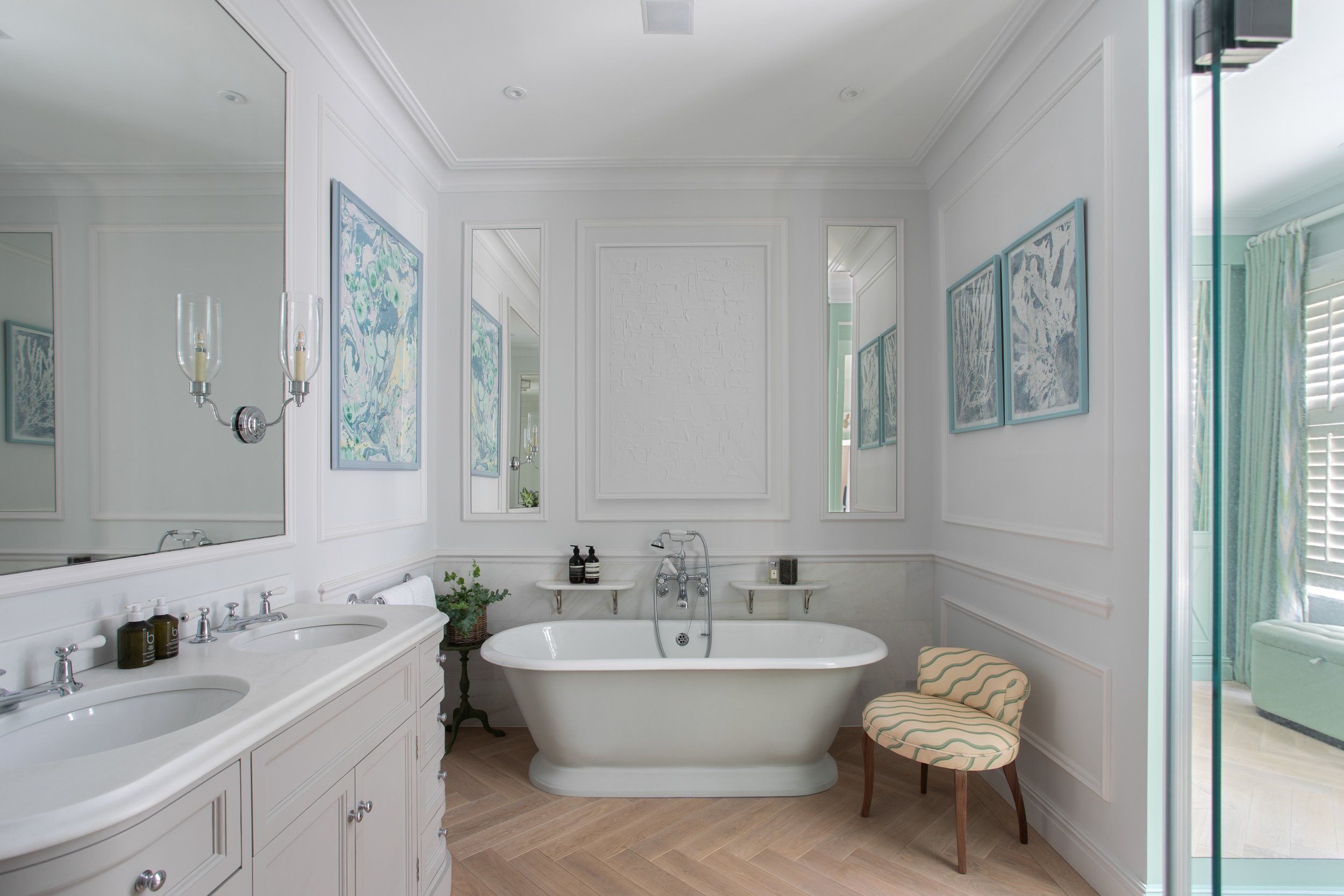 Award-Winning Bathroom Design Features Ecohardwood Oak Parquet in Extra White Colour