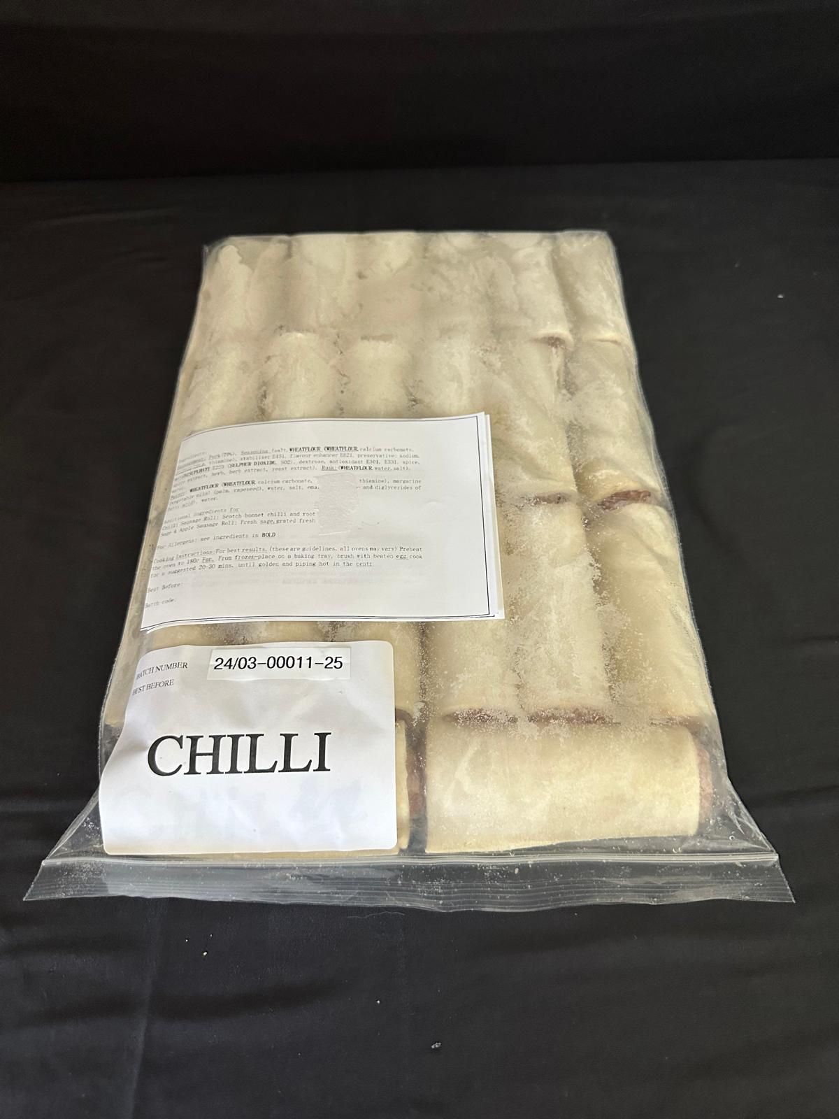 CHILLI Sausage Rolls - Frozen Bag of 20