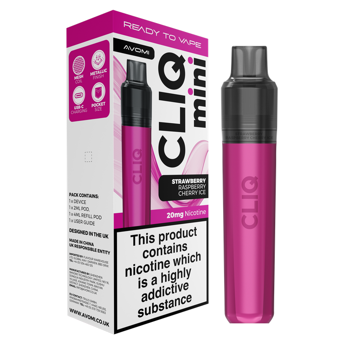 AVOMI CLIQ MINI - STRAWBERRY RASPBERRY CHERRY ICE - 20MG