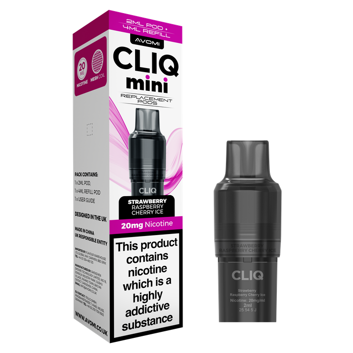 AVOMI CLIQ MINI - STRAWBERRY RASPBERRY CHERRY ICE - 20MG