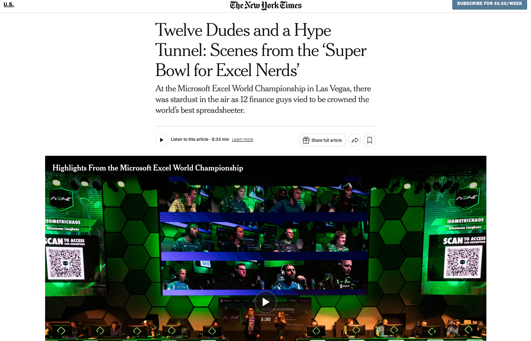 Twelve Dudes and a Hype Tunnel: Scenes from the 'Super Bowl for Excel Nerds'