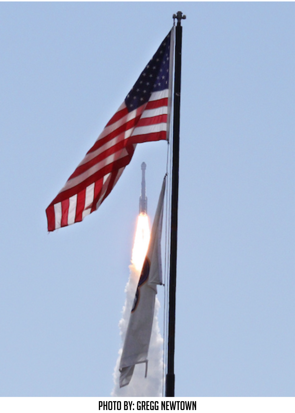 ULA Launch behind American Flag