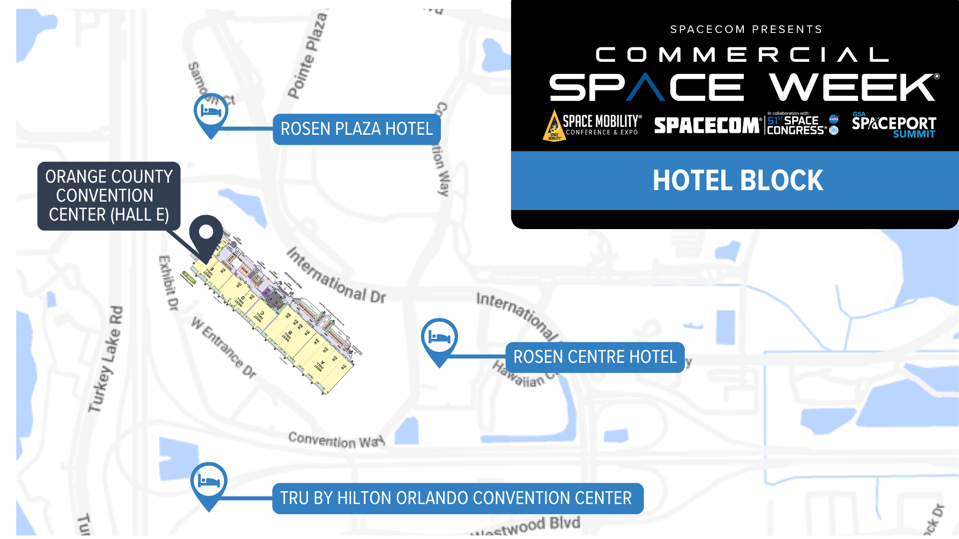 Commercial Space Week Map of Hotels