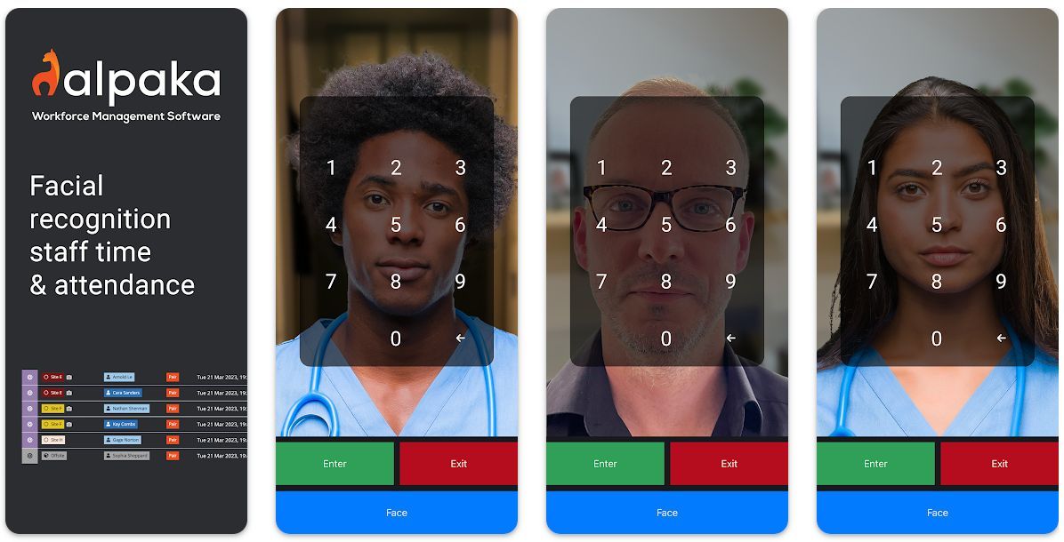 Facial recognition time and attendance app