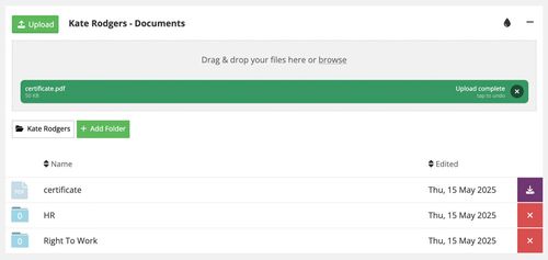 Drag and drop document storage