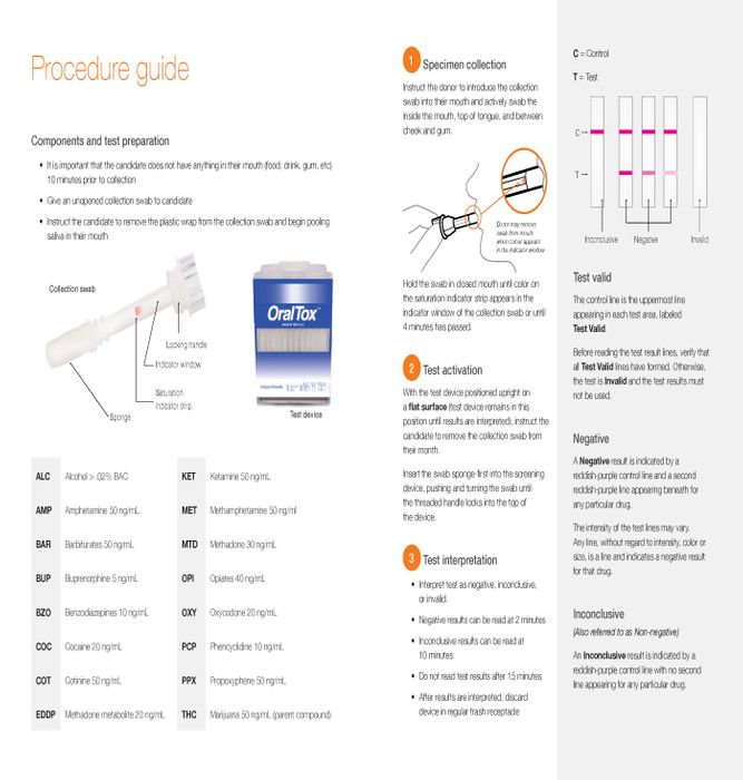 ORALTOX 5 PANEL ORAL/SALIVA DRUG TESTER
