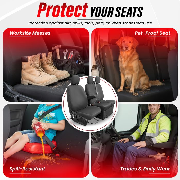 Ford Transit Custom 2024+ Waterproof Seat Covers – Tailored Fit for Vans & Fleet Use