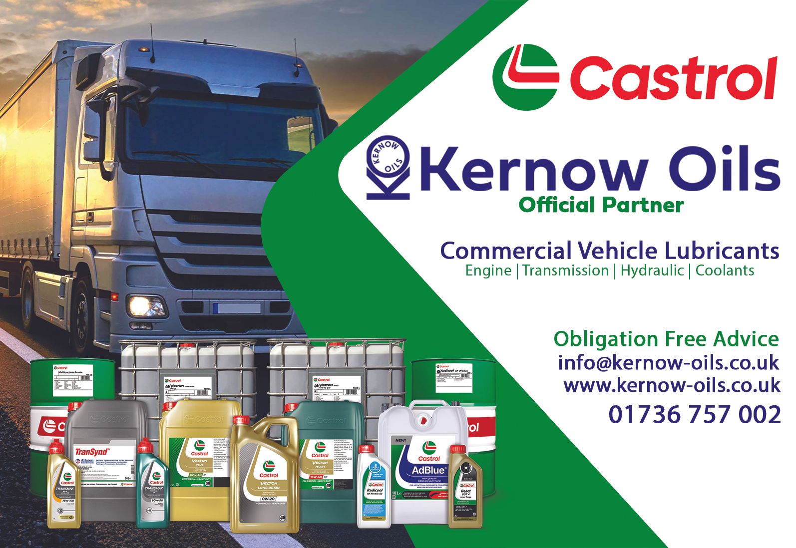 Kernow Oils Appointed as Castrol’s exclusive Official CV Partner & Authorised Distributor