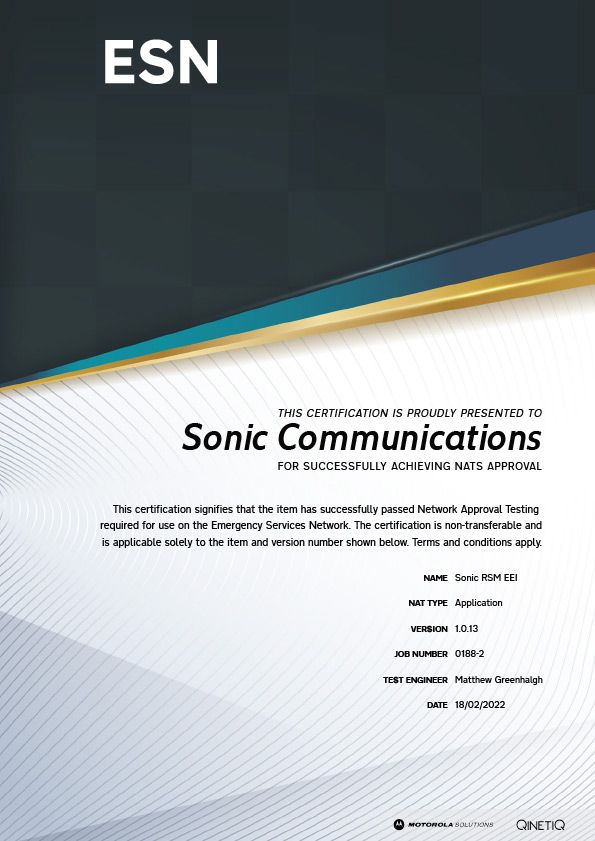Sonic RSM EEI Awarded NATS Approval