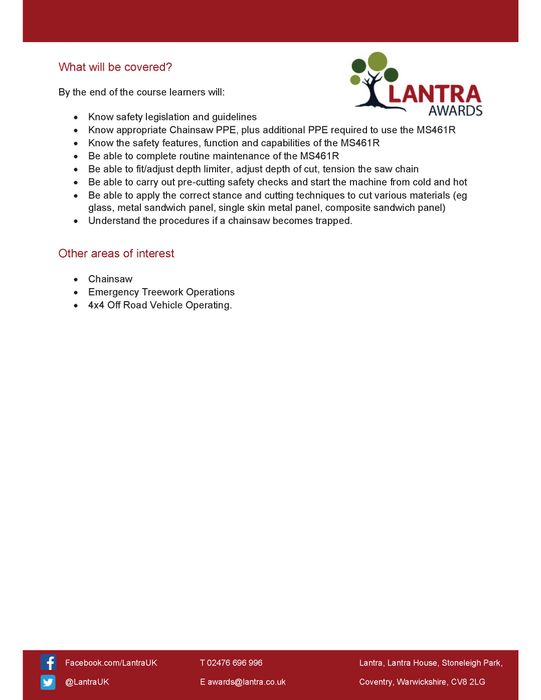 Chainsaw Training - Emergency Services
