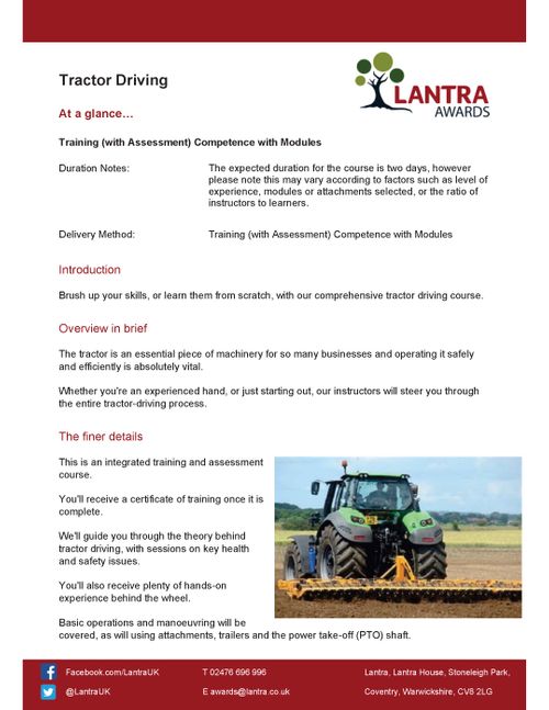 Tractor Driver - Training