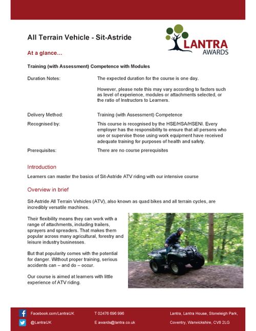 All Terrain Vehicle Driver - Training
