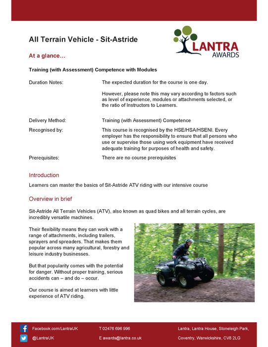 All Terrain Vehicle Driver - Training