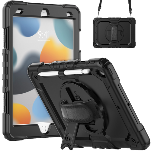 Guardian Case with Hand & Shoulder Strap for iPad 10.2 (2019/2020/2021) - Black