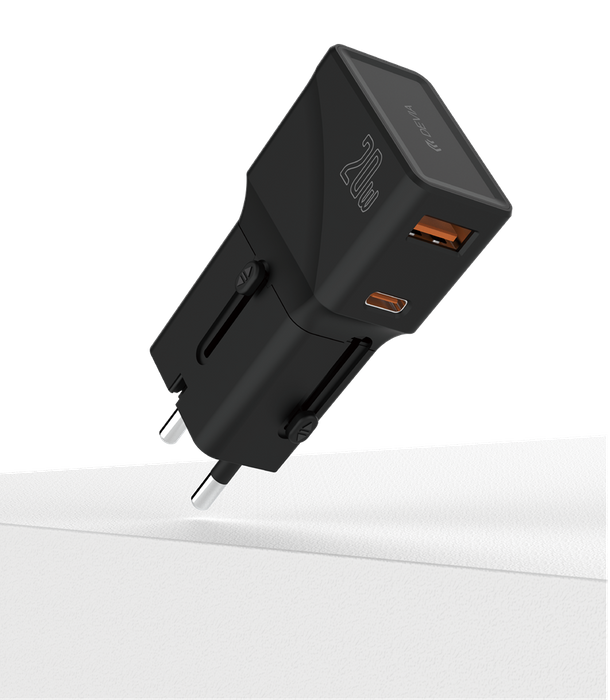Devia - 20W Mini Global Multiple Function Travel Adapter - Black