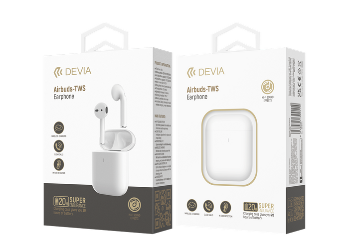 Devia - Airbuds - True Wireless Earbuds & Charging Case - White
