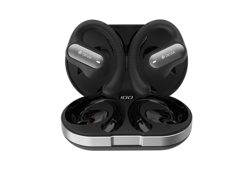 Devia - OWS E3 - Digital Display True Wireless Sports Earbuds & Charging Case - Black