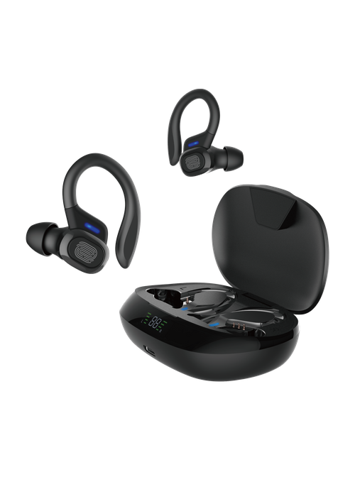 Devia - Pop1 - Digital Display True Wireless Sports Earbuds & Charging Case - Black