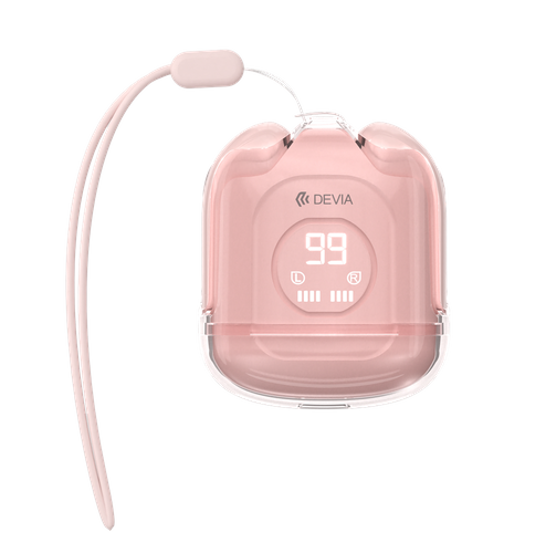 Devia - TWS-M6 - True Wireless Earbuds, Charging Case & Lanyard - Pink