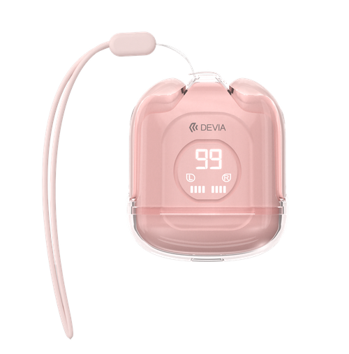 Devia - TWS-M6 - True Wireless Earbuds, Charging Case & Lanyard - Pink