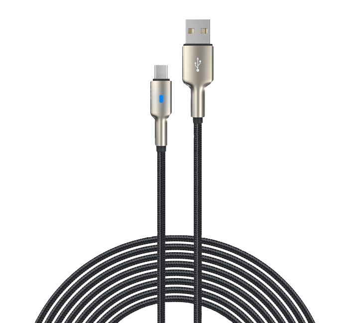 Devia - 1.5m (2.1A) Nylon Braided USB to USB-C LED Indicator Cable - Black