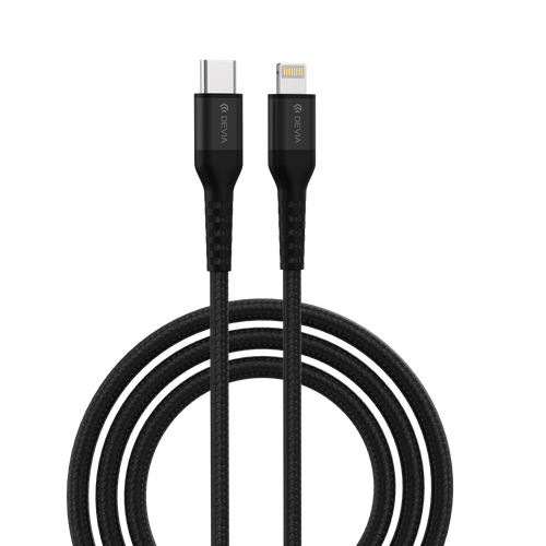 Devia - 1.5m (3A) Mesh Armour USB-C to Non-MFi Lightning Cable - Black