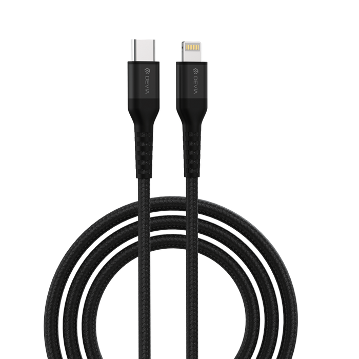 Devia - 1.5m (3A) Mesh Armour USB-C to Non-MFi Lightning Cable - Black